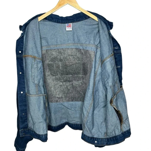 Vintage 4X denim Jean jacket oversized embossed‎ logo 895 local USW Texas 4XL TX - Picture 7 of 13